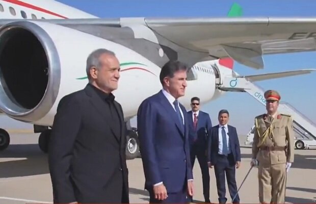 پزشکیان وارد اربیل شد - ایسنا